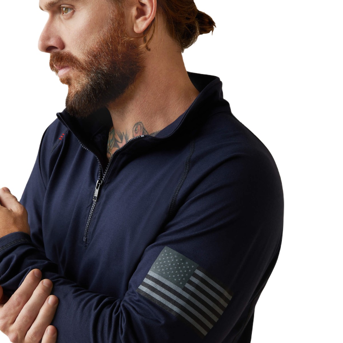 Ariat FR Combat Stretch Patriot 1/4 Zip Work Shirt in Navy